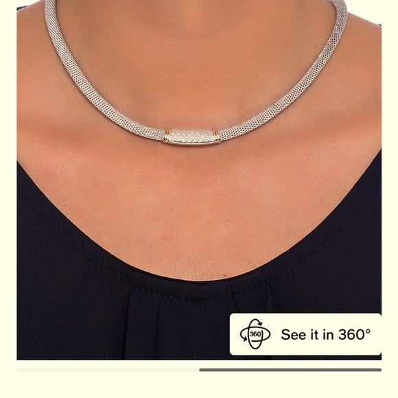 Diamond Mesh Collar Necklace in 14k Gold and Sterling Silver (1/4 ct. t.w.) - Picture 5 of 5